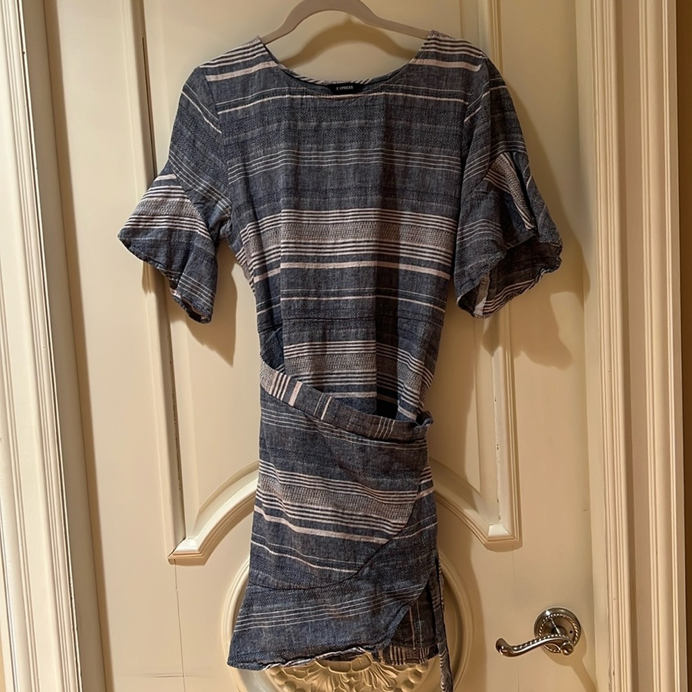 Linen Denim Wrap Dress